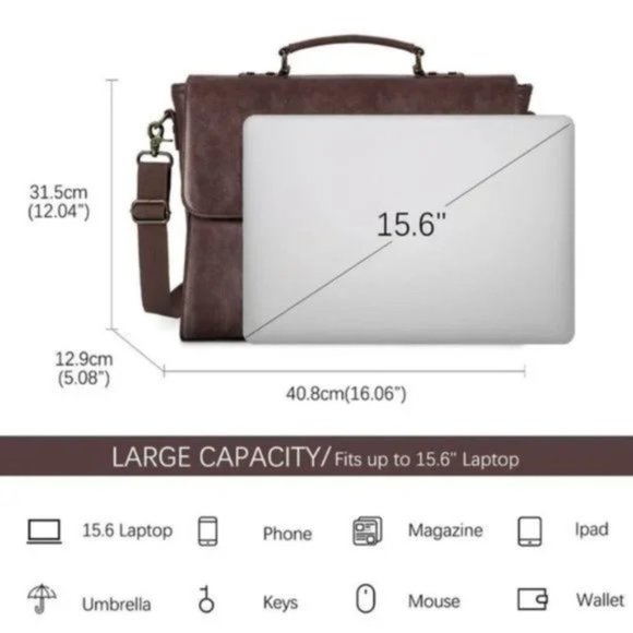 VINTAGE Messenger Bag for Men Coffee Brown, Brown or Black - Picture 4 of 16